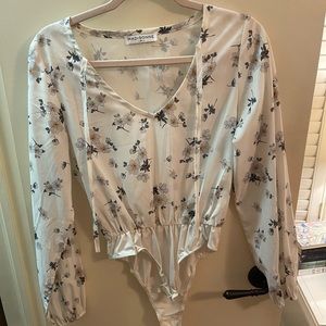 white floral bodysuit
